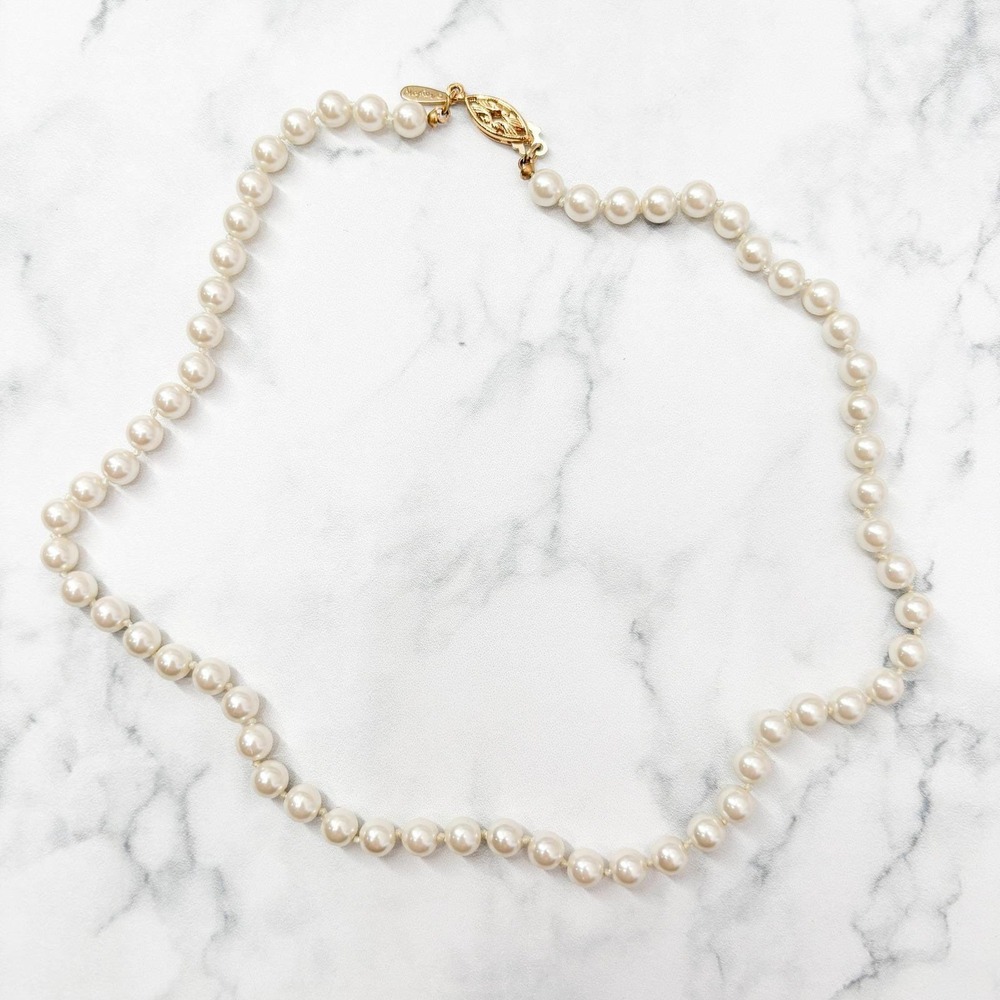 Napier Vintage Faux Pearl Strand Necklace Cream 16" Bridal‎ Choker Romantic